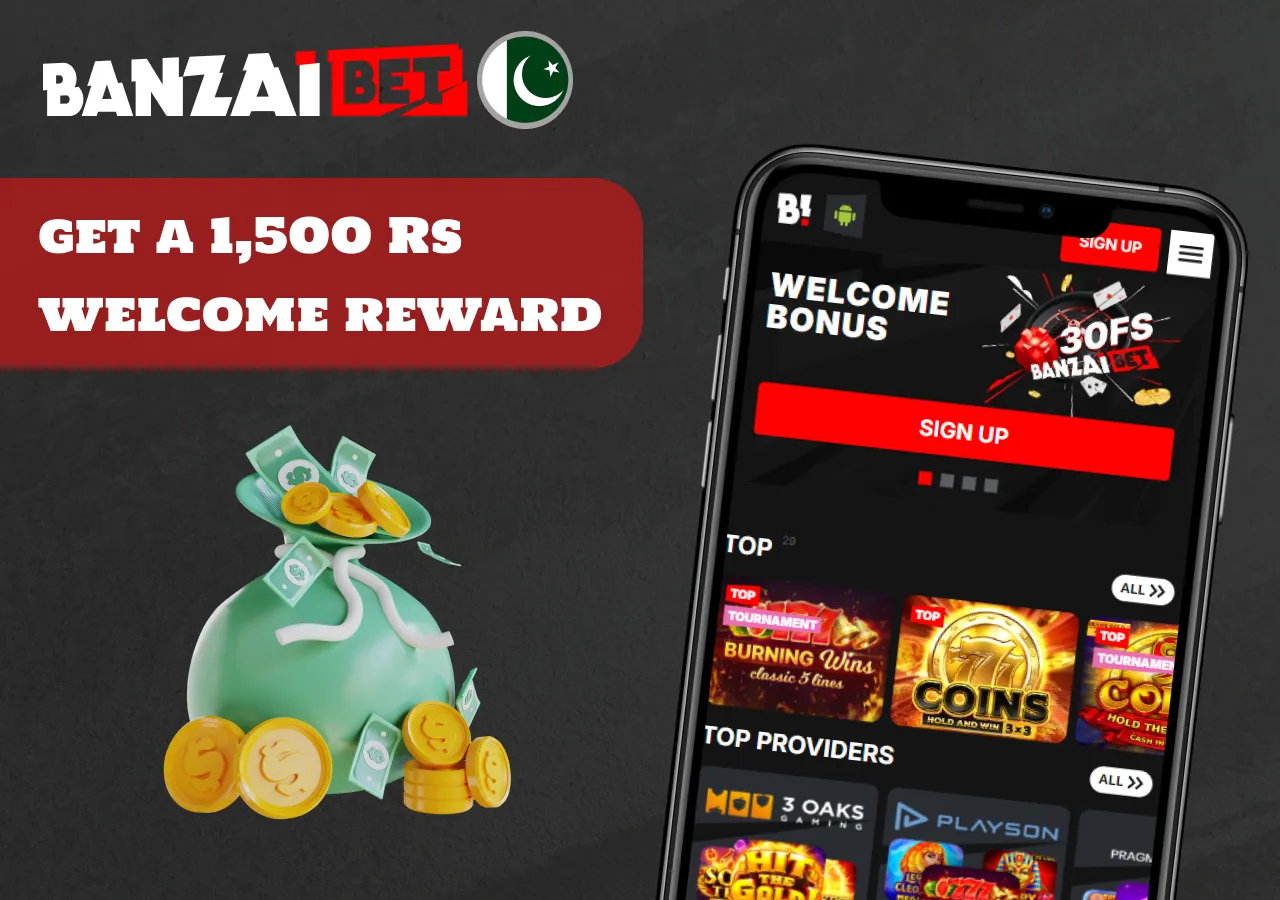 welcome bonus for users of mobile version of Banzaibet Pakistan