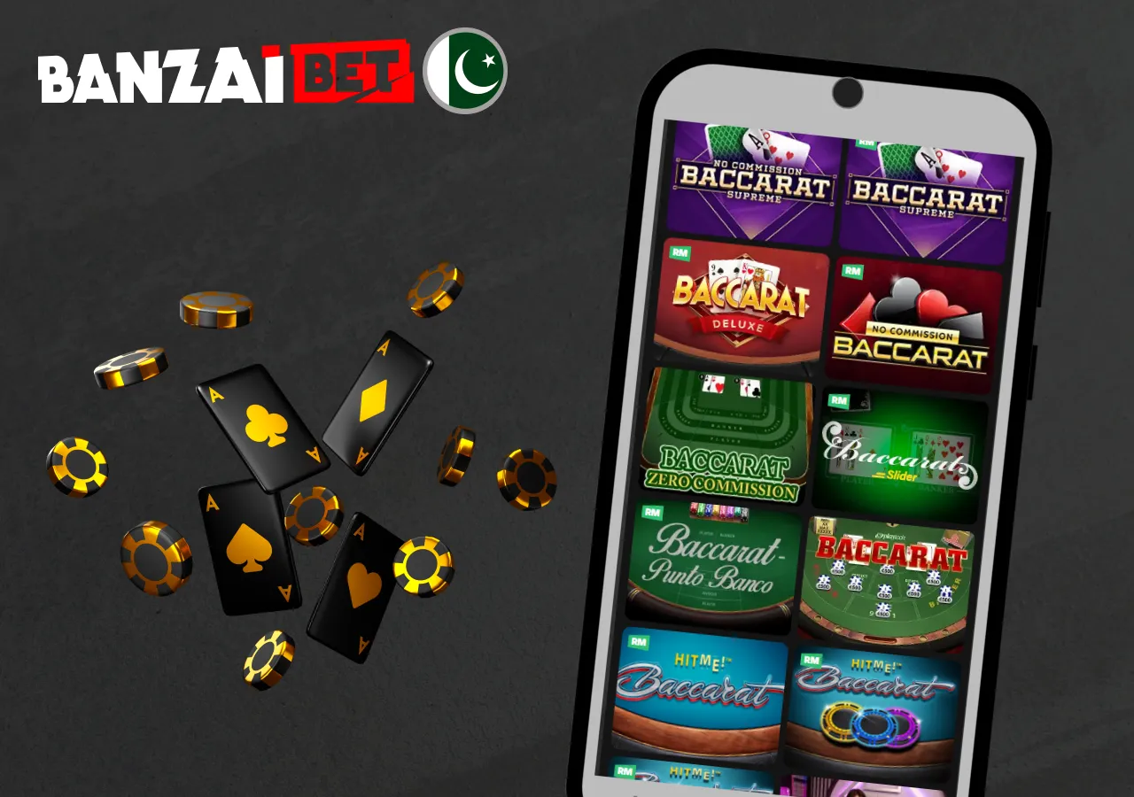 The banzaibet Pakistan website offers many baccarat slots